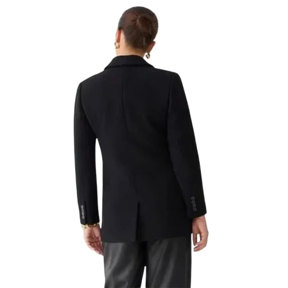 NWT JCrew Evening Blazer Jacket Womens 4 Black Italian Double Cloth Wool BM426